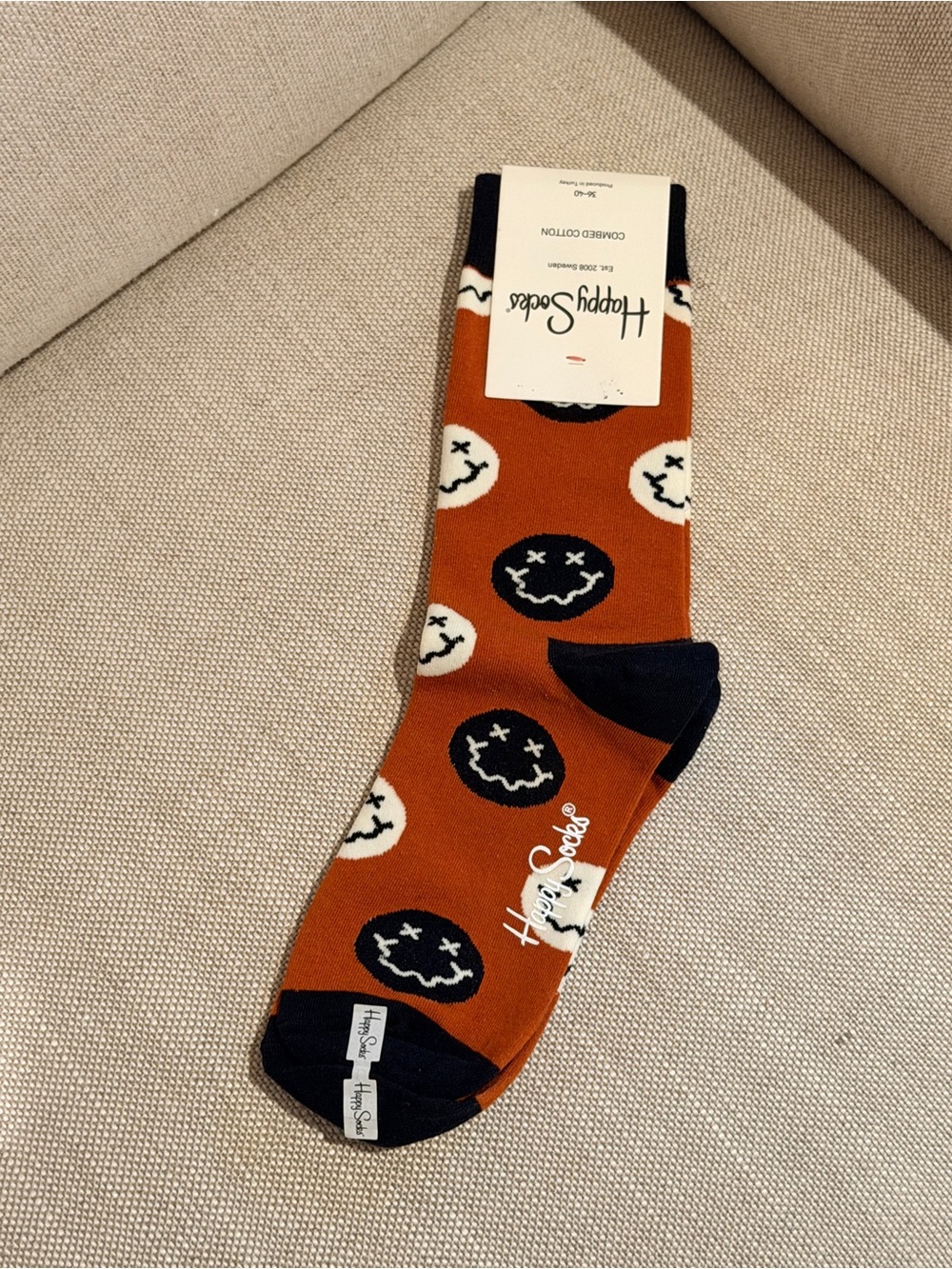 Happy Socks women’s Orange Smiley Crew Socks Halloween